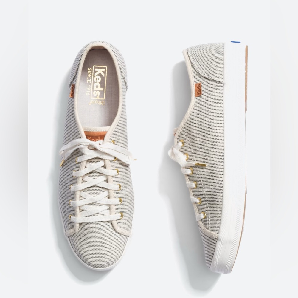 COPY - New! Keds lace-up canvas sneakers with gold tone hardware. Sz 6.5.